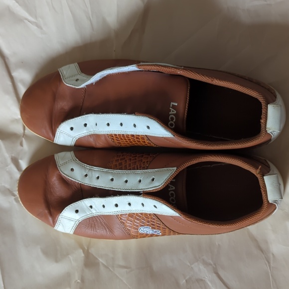 Lacoste brown leather sneakers with croc detail Sz 12 - Picture 13 of 16